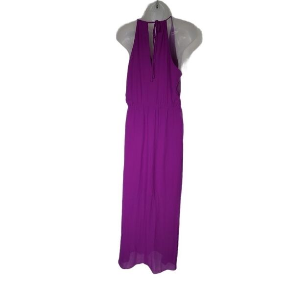 Gianni Bini fuchsia maxi wrap halter prom dress - Picture 2 of 10